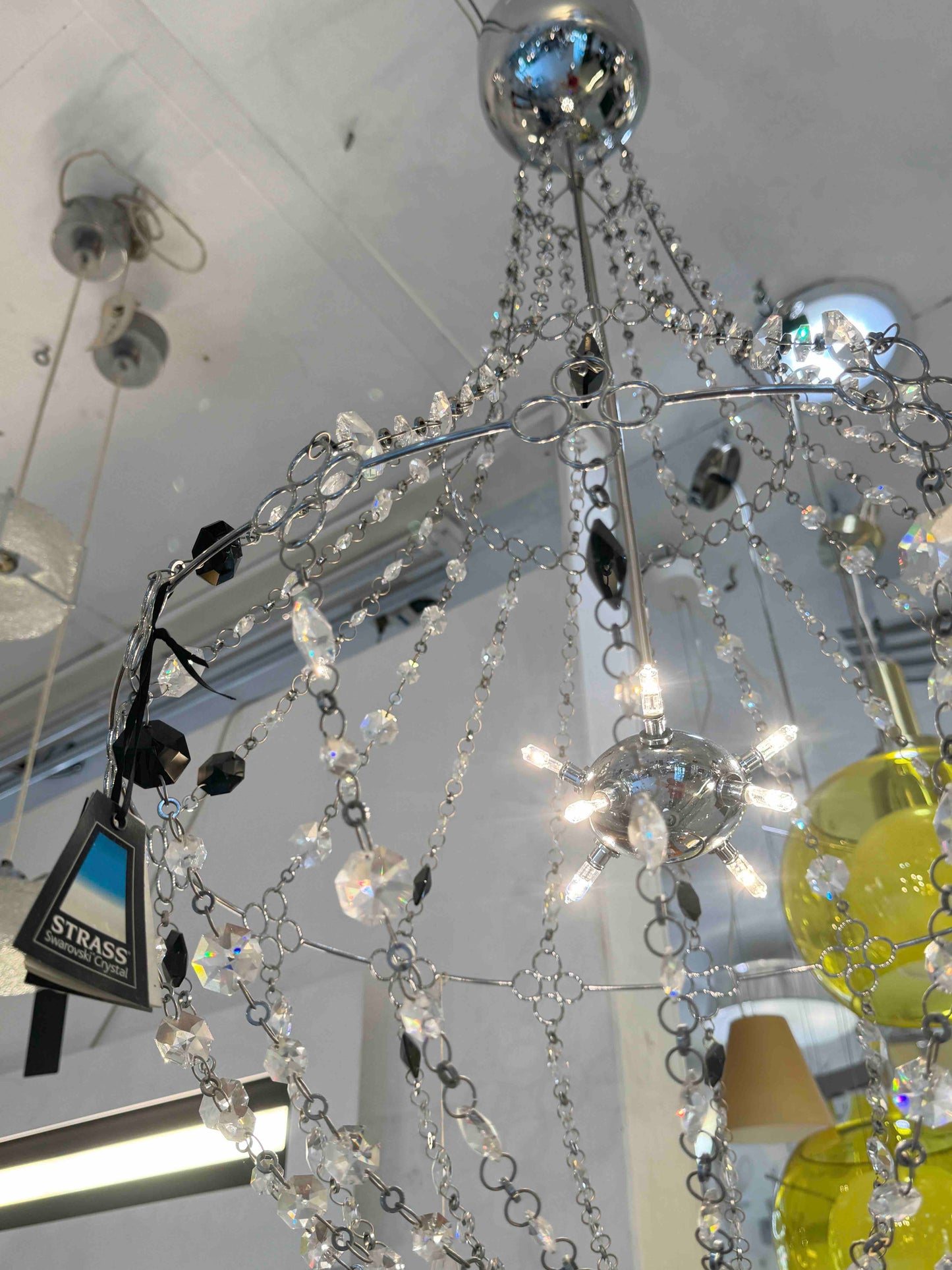 Lampadario Strass in acciaio e cristalli Swarovski