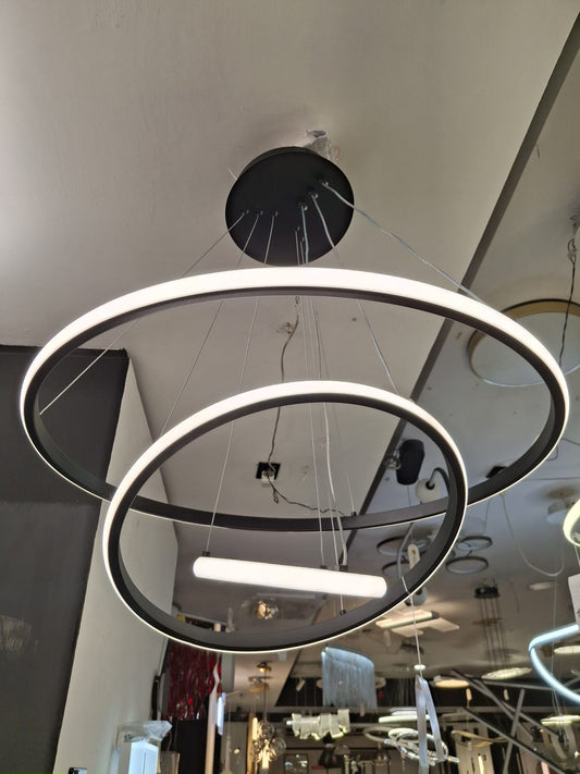 Lampadario moderno 3 cerchi nero