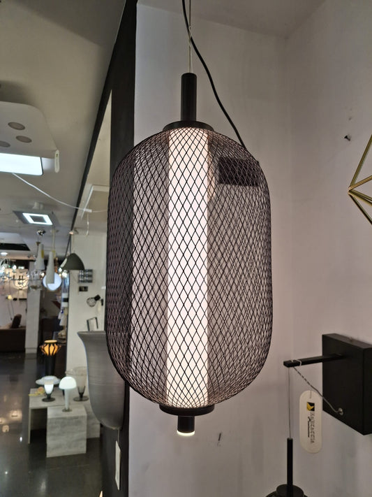 Lampada A Sospensione in Rete di Ferro Nera