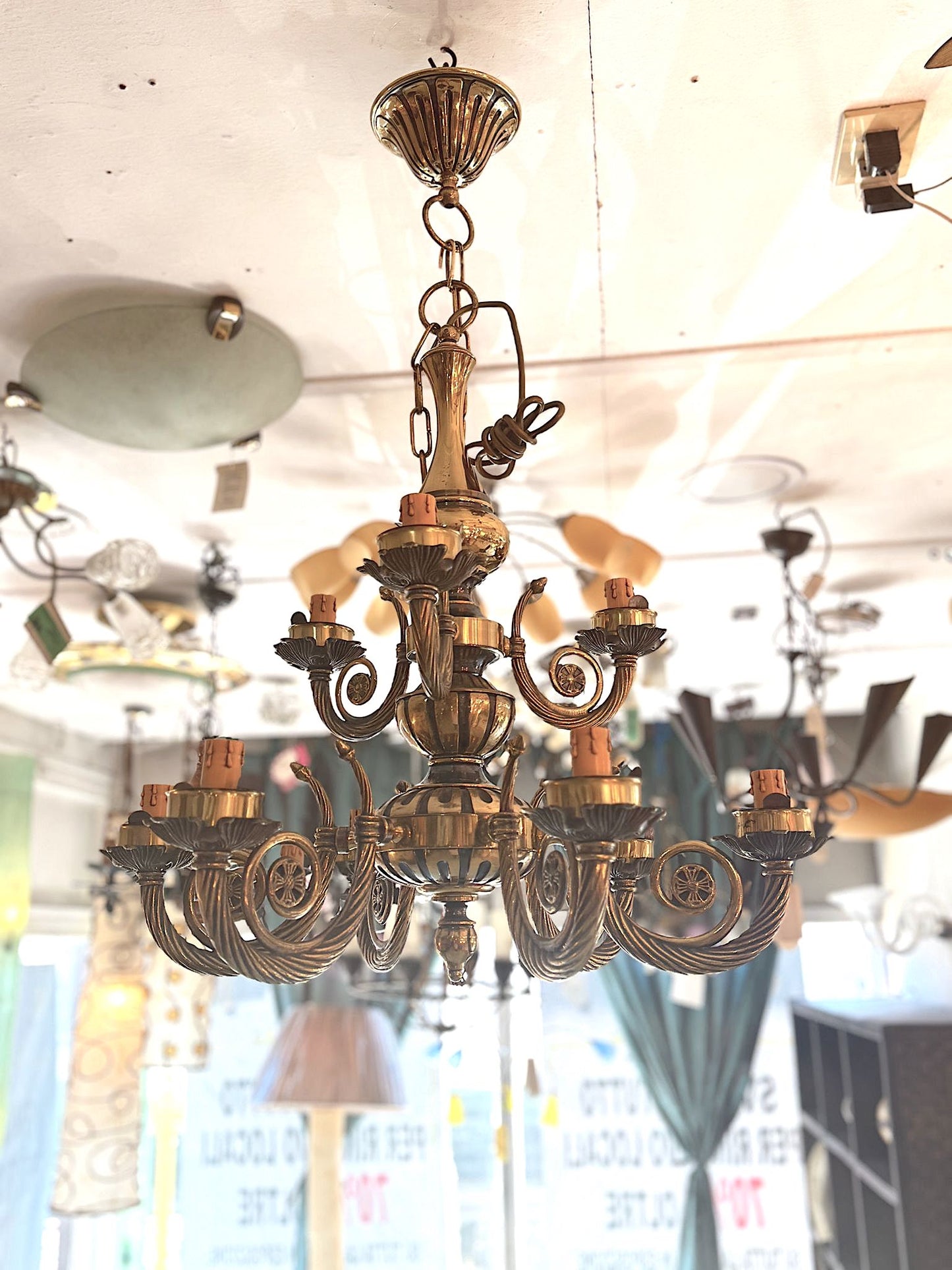 Lampadario chandelier da salotto a 9 braccia